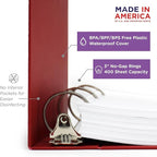 Carstens 3-Inch Heavy Duty Round Ring Binder for Policy Manuals – Side Opening, Brick Red, Case of 14, Durable Plastic, No Pockets, Holds 400 Sheets, Made in USA (1760-3RCS)