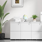 INTERGREAT Mobile File Cabinet with Lock,Under Desk Metal Filing Cabinet for Home Office, White 2 Drawer File Cabinets with Wheels for Legal/Letter/A4 File