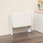 BAMBOOHOMIE Foldable Foot Stool Ottoman, Modern Foot Rest with Bamboo X Legs & Thick Foam Cushion, Folding Foot Stools Small Padded for Bedroom Living Room, Footstool for Chair Couch (White - White)