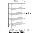 Regal Altair Wire Shelving Kit | NSF Commercial Storage Rack Unit (5-Tier | 64" Height, 21" Deep x 42" Wide)