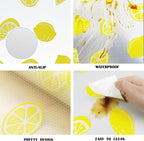 Lemon Print Shelf Liner for Kitchen Cabinets - Non-Adhesive Drawer Liner, Non-Slip Refrigerator Liner, Waterproof Fridge & Pantry Mat - Easy to Cut & Clean
