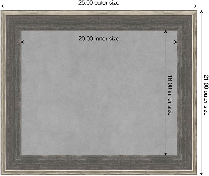 Amanti Art Grey Framed Magnetic Board 21x25 Small Vision Board for use with Magnets, 100% Metal Sheet to Display Items as Office Decor or for Home Organization in mudroom, Kitchen or Kids Room