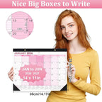 Desk Calendar 2026-2027, 14" X 11" Desktop Calendar 2026-2027, 18 Months Calander Runs from Jan. 2026 to Jun. 2027, Academic Monthly Planner for Home School Office (Pink)