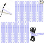 Donruby 24Pcs Silicone Cable Ties - Reusable & Washable with Locking Buckles, Adjustable Fastening Cable Management Straps, Multi-Purpose High Elasticity Cord Organizer (Purple)