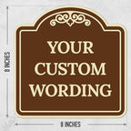 Custom Decorative Sign, Personalized Metal Sign for Business, Driveway, Home, Airbnb, Office Door Plaque, Brown Background Sign, 8x8 Inches, ACM, Fade Resistant, Made in USA by Sigo Signs