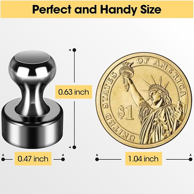 Junarter 20 Pack Magnetic Push Pins, Black Strong Fridge Magnets, Whiteboard Magnets, Refrigerator Magnets Strong, Dry Erase Board Magnets for Fridge, Whiteboard, Office, Classroom, Kitchen, Map