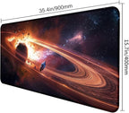 Personalized Galaxy Starry Sky Nebula Customized Computer Keyboard Office Desk Pad, Cute Space Planet Full Table Extended Mouse Pad 35.4 x 15.7 Inches