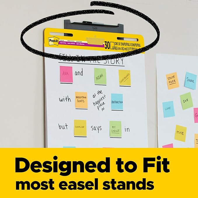 Post-it Super Sticky Easel Pad, 25 in x 30 in, White, 30 Sheets/Pad, 4 Pads/Pack, Great for Virtual Teachers and Students (559 VAD 4PK)
