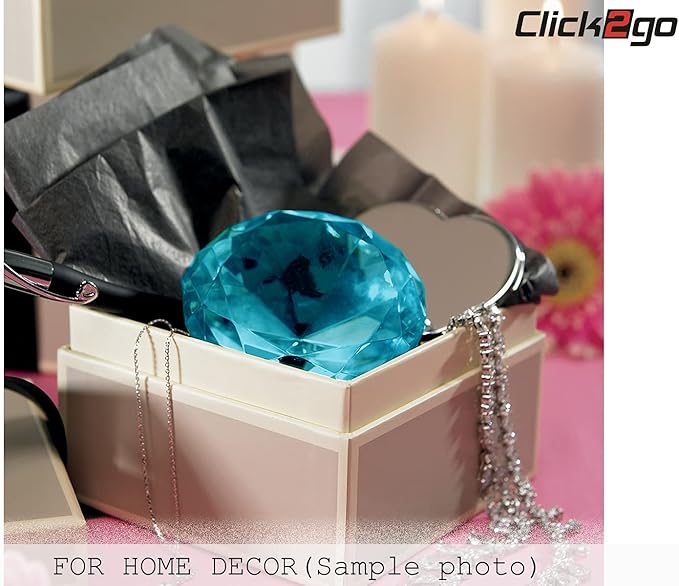 click2go 2” / 60 mm Diamond Shaped Glass Crystal Paperweight – Home Office Decor & Valentine's Day Gift Wedding Favors Centerpieces Decoration with Gift Box (Turquoise)
