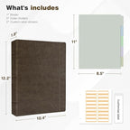 Ospelelf Vintage Hardcover 3 Ring 1 inch Leather Binder, Professional Binders Organizer Suitable for Letter Size Documents, Binder Dividers with Tabs, Light Brown