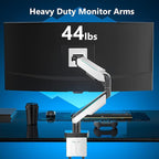 WALI Heavy Duty Monitor Arm, Monitor Stand for Screen up to 49 inch, 44 lbs, Aluminum Ultrawide Computer Mount for Samsung Odyssey G9, Adjustable, Mounting Holes 75 and 100 (GAM001XL), White