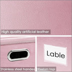 PRANDOM Large Stackable Storage Bins with Lids [5-Pack] Leather Fabric Foldable Storage Boxes Organizer Containers Baskets Cube with Cover for Bedroom Closet Office Nursery Pink (17.7x11.8x11.8)