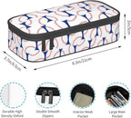 Baseball Blue White Ball Pencil Case Big Capacity Storage Pencil Pouch Stationery Bags With Zipper Portable Pen Holder Box Organizer For Boys Girls Teens Student College School Office Supplies