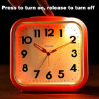 Tinload 5.5" Large Analog Alarm Clock • Silent Non Ticking • Gentle Wake • Beep Sounds • Increasing Volume • Battery Operated Snooze and Manual Light • Retro Orange