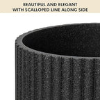 DoveeDosa Black Luxury Stone Bathroom Trash Can, Modern Bathroom Office Trash Can, Resin Wastebasket, Garbage Receptacle Bin for Bathrooms, Offices, Powder Rooms, Kitchens (Black)