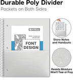 Dunwell Graph Paper Notebook 8.5 x 11 (Black) Plastic Cover, 100 Sheets (200 Pages), 4x4 Squares, 1 Subject Graph Paper Spiral Notebook, 1/4" Grid, Pocket Divider, Easy Tear-Off, 3-Hole Punched