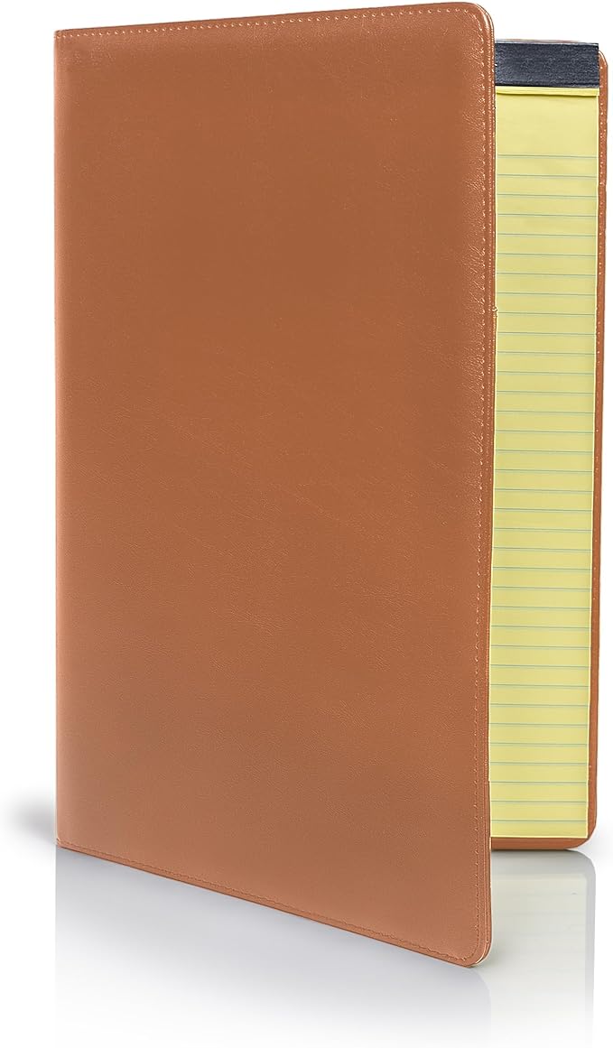 Legal Size Padfolio, 8.5 x 14 Inch Portfolio Folder for Legal Pad, Professional Padfolio for Job Interviews, Business Meetings, and Attorneys (Saddle Tan)