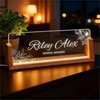 Personalized Office Name Plate for Desk, Custom Light Up Acrylic Desk Sign for Coworker Boss Teacher Gift, Employee Recognition Present