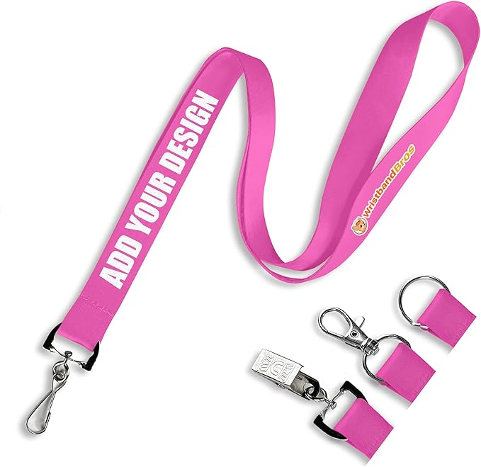 Wristband Bros Custom Lanyards For ID Badges, Keys & More | Add Text & Logos | Choose Your Attachment | Bulk Quantities For Events