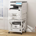 Fannova 23.6 x 23.6 Inches Large Printer Stand, 2 Tier Square Printer Table with Storage Shelf for Home Office, Multi-use Rolling Cart with Wheels for Laser, 3D Printer and Mini Fridge - White