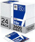 Kaisa Notebook Paper 24 Pack 8x10.5 3600 sheets College Ruled Loose Leaf Paper Filler Paper for 3-Ring Binder Paper 150 Sheets/Pack Notebook 3-Hole Punched Lined Paper(24Pack-college)