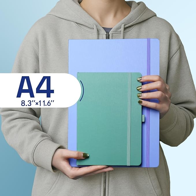 ONAVIA A4 Lined Journal Notebook, 8mm Ruled Notepad, Journaling for Writing, Work, School, Travel and Note Taking, Hardcover 160 Pages (80 Sheets) 8.27 x 11.6 inches (Cornflower Blue)