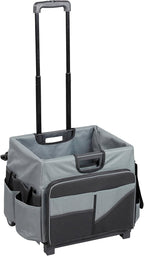 ECR4Kids Universal Rolling Cart with Canvas Organizer Bag, Mobile Storage, Black/Grey