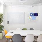 Uoisaiko 12" Large Bulletin Board with 15 Push Pins, Pack of 4 Hexagon Felt Pin Board Notice Boards for Home Office, Felt Wall Tiles for Photos Memos (Blue)