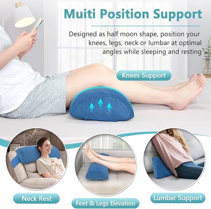 KAAMOS Recliner Leg Rest Cushion Foot Rest Pillow for Recliner Foot Pillows for Resting Feet Sofa Footrest Pillow for Recliners Chair Couch Leg Rest Pillow Half Moon Bolster Pillow Under Knee