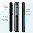 Wireless Presentation Clicker with Red Laser Pointer,Hyperlink Volume Control Powerpoint Clicker for Mac Computer Keynote Prezi Google, Presenter Remote PPT Clicker for Presentations