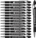 Vebermo 15 Pack Motivational Pen Set - Inspirational Quotes Retractable Ballpoint Pens for Office School Supplies, Encouragement Gifts for Women Men, Black