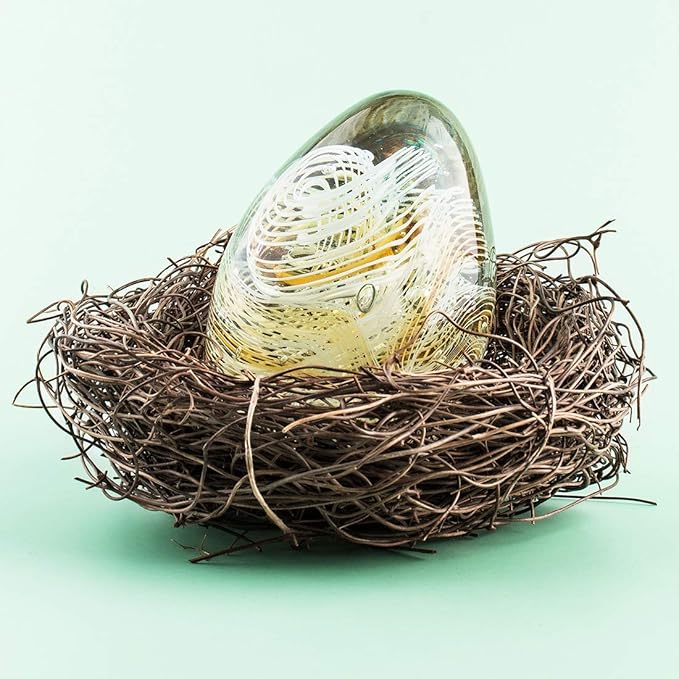 QFkris Crystal Blessings Paperweight Easter Eggs 3.4" Blown Glass Art Figurine Collectibles Desk Decor (Yellow)