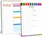 2 To Do List Notepads, Daily Planner Notebook with Tear-off Design, Undated Writing Organizer for Daily Tasks and Goal, Coiled Task Track Checklist Productivity Pad for Office, Classroom, Home, School