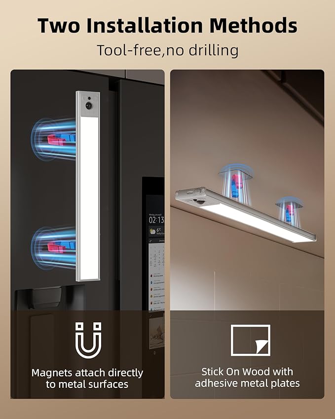 EZVALO 5 Pack Under Cabinet Lighting, 4000mAh Rechargeable Motion Sensor Light, 16.5inch Magnetic Closet Lights with Dimmable & 3 Color Temps, Wireless Motion Activated Lights with Remote for Kitchen