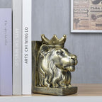 Kakizzy Vintage Gold Lion Book Ends,Animal Decorative Bookends,Resin Book Holder,Luxurious Book Ends for Shelves Rooms Office Home Decor,Unique Book Lover Gift(Gold Lion)