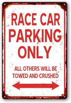 Car Room Wall Decor Vintage Metal Sign RACE CAR PARKING ONLY Signs For Boys Room Bedroom Garage Man Cave Art 12x8 Inches(Picture style-b-17)