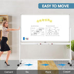 MaxGear Rolling Whiteboard, 72 x 40 Inch Double-Sided Magnetic Dry Erase Board on Wheels, 3 Height Adjustable Mobile Whiteboard with Locking Casters for Office, Classroom, Training