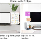 Keenjorika 2PCS Multifunctionnal Monitor Documents Holder, Clear Acrylic Board with Clips, Desktop Message Board for Office with Sticky Note