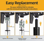 MASTERY MART Office Chair Gas Cylinder Replacement Kit, 4" Stroke Heavy Duty Hydraulic Pneumatic Piston, 1000 lbs Capacity, Universal Fit for Desk Chairs, Easy Installation with Removal Tool & Gloves