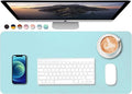 SUJAYU Dual Sided PU Leather Desk Pad, Mouse Pad, Office Desk Mat, Non-Slip Laptop Desk Pad, Waterproof Desk Writing Pad for Office and Home (23.6" x 11.8", Light Blue+Sliver)