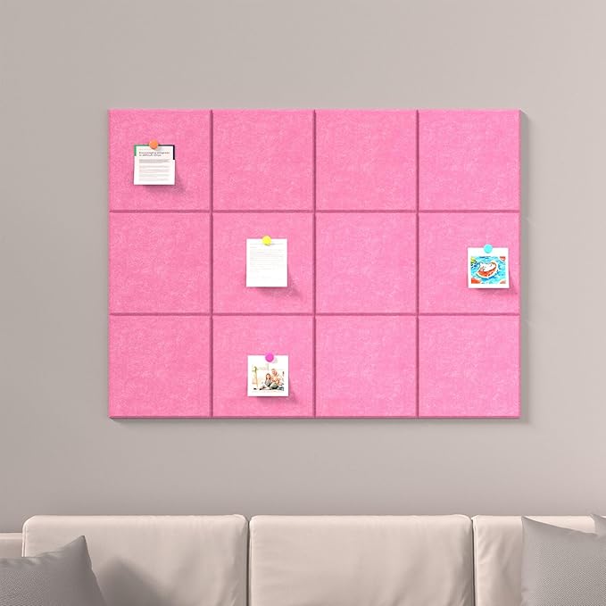 Baysola Large Cork Boards for Walls – 48" x 36" Self Adhesive Felt Wall Tiles, Ideal for Office Wall Organizing Bulletin Board, Easy to Install Cork Boards Felt Board