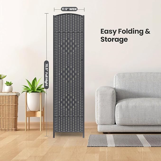 Cocosica 8 Panel Room Divider,6Ft Folding Privacy Screen,Tall - Extra Wide Foldable Panel Partition Wall Divider with Diamond Double-Weaved Hand-Woven Design Room Screen Divider