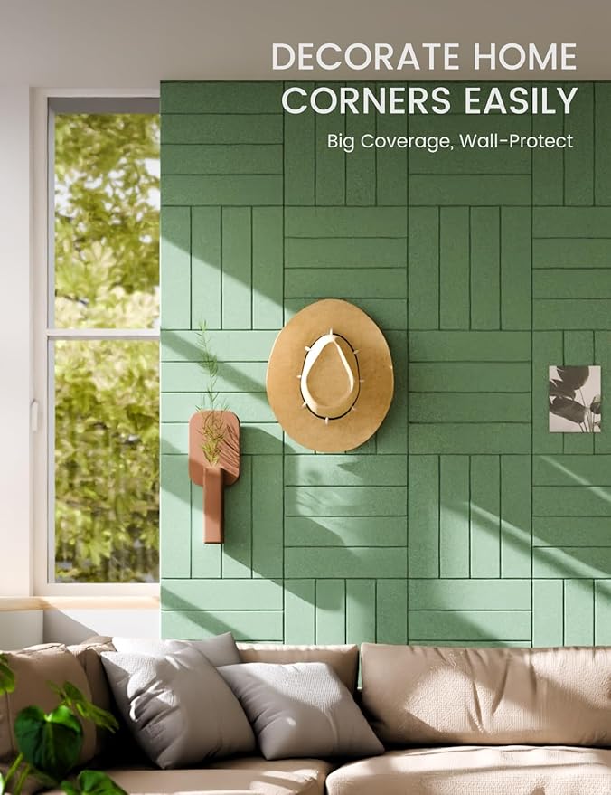 Large Felt Bulletin Board 36"x24" Cork Board Alternative - 6 Pack with 40 Safe Removable Adhesive Tabs, Cork Boards for Walls Pin Board for Home Office Classroom Felt Board-Moss Green