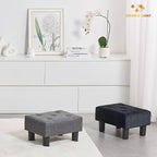 BRIAN & DANY Small Foot Stool, Velvet Foot Stools with Legs, Stable Small Footstool for Living Room, Black