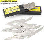 Gomake 100pcs Knife Replacement Blades, 30 Degree Carbon Steel 9mm Snap Off Blades for Retractable Cutting Knives, Hobby, Craft Knife, Box Cutter