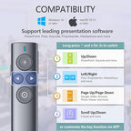Norwii Presentation Clicker with Digital Pointer for TV LED LCD Screen, Presentation Remote, Slide Clicker, Wireless Presenter with Highlight, Magnify, Mouse Left Click - N95s Pro 32G(Green Light)