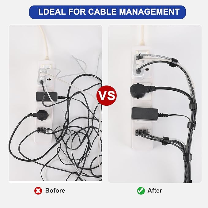 Nettbe Reusable Cable Ties, 126 PCS 8 Inches Adjustable Cord Straps Wire Organizer Cord Wrap and Hook Loop Cable Management
