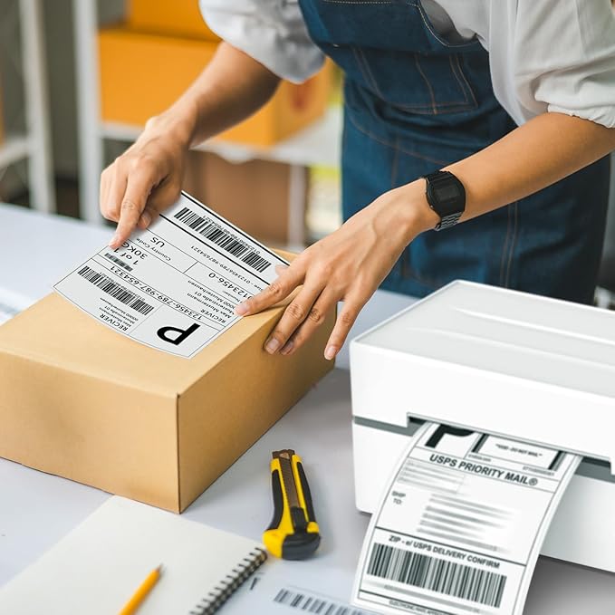 METRONIC Thermal Labels 4x6 200 Labels Fanfold Direct Shipping Label with Perforated and Strong Adhesive Mailing Stickers Paper Thermal Printer Sticker for Most Printer Shipping Supplies
