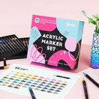 Arrtx Acrylic Paint Markers 64 Colors, Dual Tip Acrylic Paint Pens with Fine Tip and Brush Tip, Art Supplies for Rock Painting, Wood, Ceramic, Fabric, Glass, Card Making, DIY Crafts