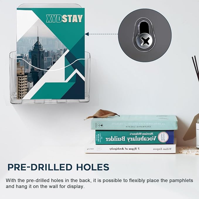 xydstay Acrylic Brochure Holder 8.5x11 Inches Slant Back Design, Clear Display Stand, Plastic Table Stand Sign Holder,Pamphlet Holder Flyer Holder, Acrylic Display Stand,for Office, Home, Store, 2 Pack